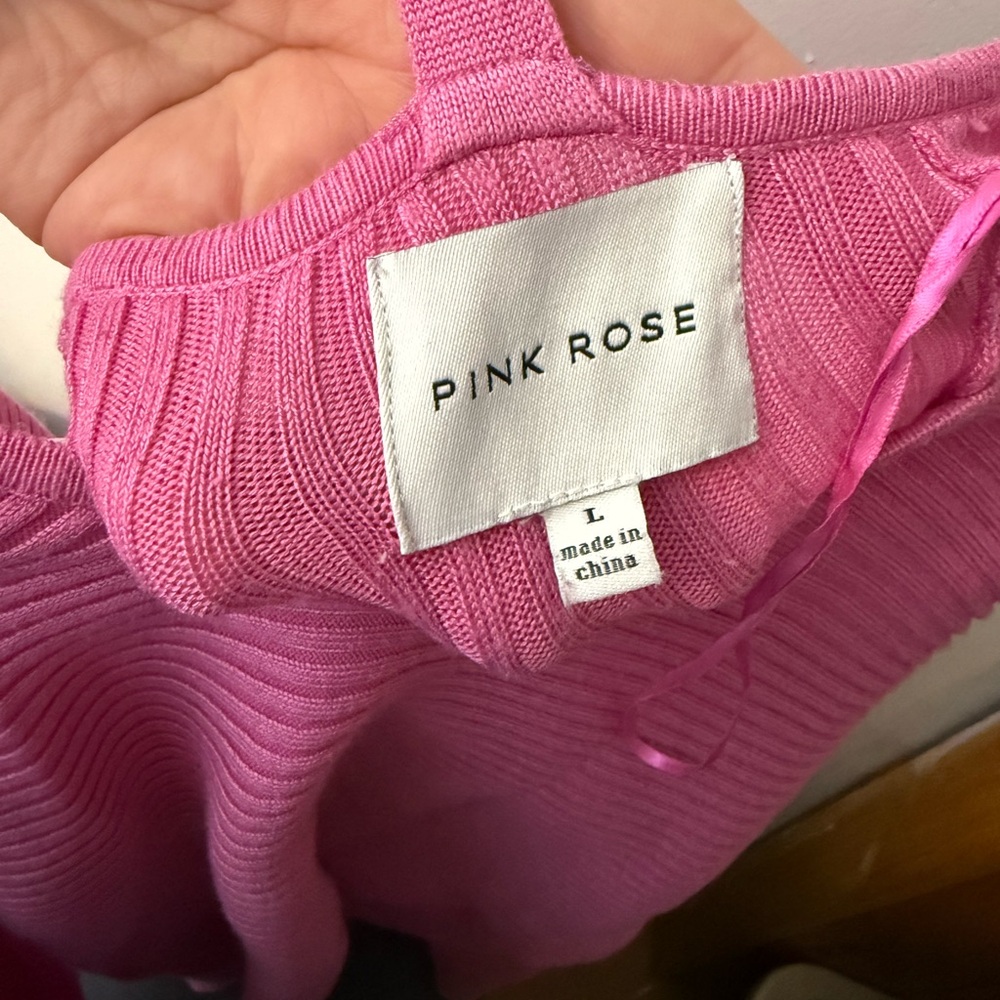 Pink Rose Women's V-Neck Ribbed Sweater - Fuchsia - Picture 3 of 4
